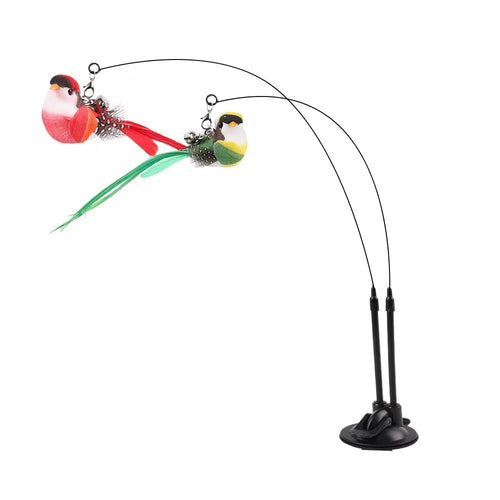 Interactive Cat Wand - Anti-Slip Suction Base & Double-Lock Grip Design No Battery Pet Toy for Indoor/Outdoor Hunting Training