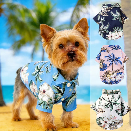 Hawaiian Style Pet Dog Clothe Summer Sandbeach Dog Shirts for Small Medium Dogs Puppy Cat Clothing Ropa Perro Pug French Bulldog